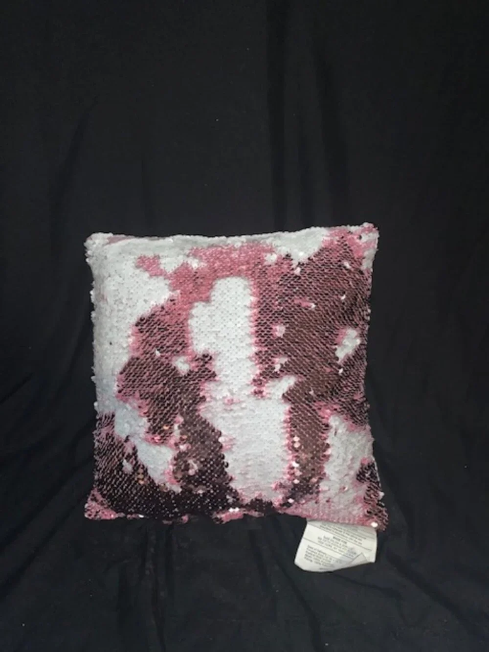Pink & White Reversible Sequin Pillow – Sparkly Flip Design